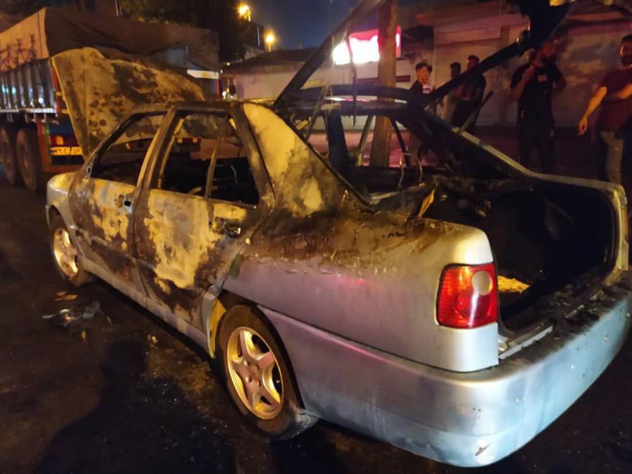 آتش گرفتن خودروی سواری در بلوار لاکان رشت