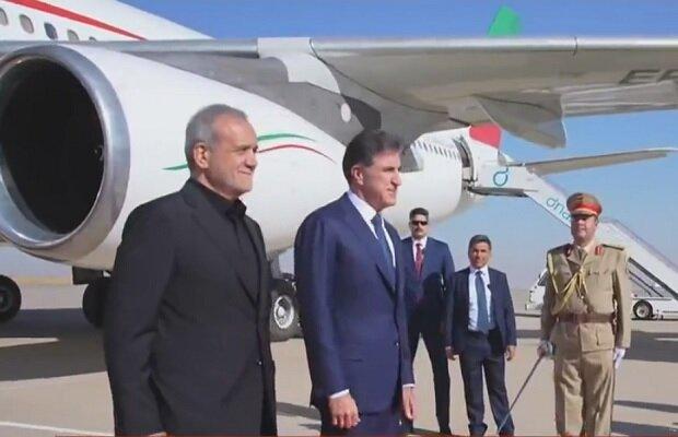 مسعود پزشکیان وارد اربیل شد