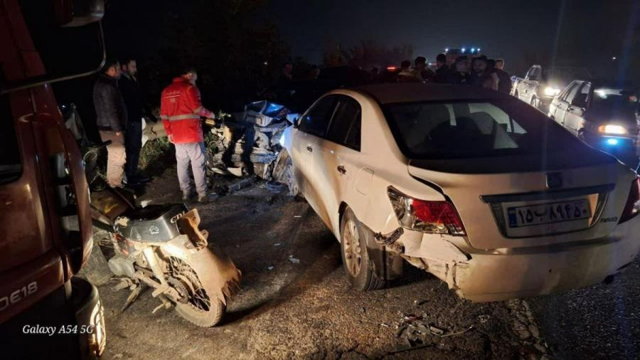 تصادف ۶ خودرو در جاده صومعه‌سرا به پونل
