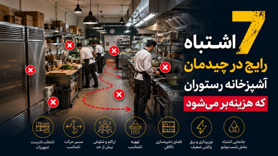 ۷ اشتباه رایج در چیدمان آشپزخانه رستوران که هزینه بر می شود