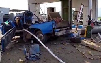انفجار نیسان در جایگاه CNG رستم آباد