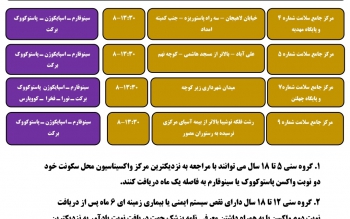 مراکز واکسیناسیون کرونا در رشت و خمام جمعه ۳۱ تیر