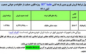 فروش فوق العاده هایما S۷ بدون قرعه کشی تنها ویژه مادران