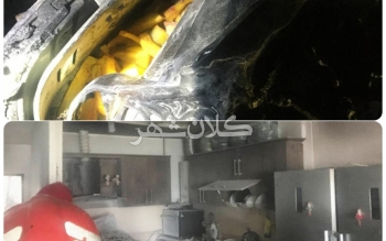 آتش گرفتن هواپز و نجات کودک از تل دود و آتش در یخسازی رشت
