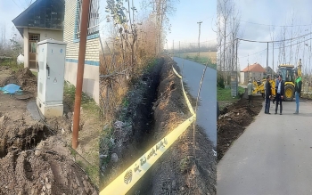 اجرای عملیات حفاری و کابل‌کشی و نصب کافو نوری در روستای پهمدان شهرستان لاهیجان
