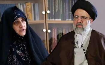 عکسی گریان از جمیله علم الهدی همسر ابراهیم رئیسی بعد از شهادت او
