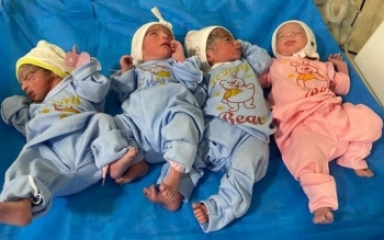 در اتفاقی شگفت انگیز؛زن ۳۳ساله زاهدانی در ششمین زایمانش چهارقلو به دنیا آورد