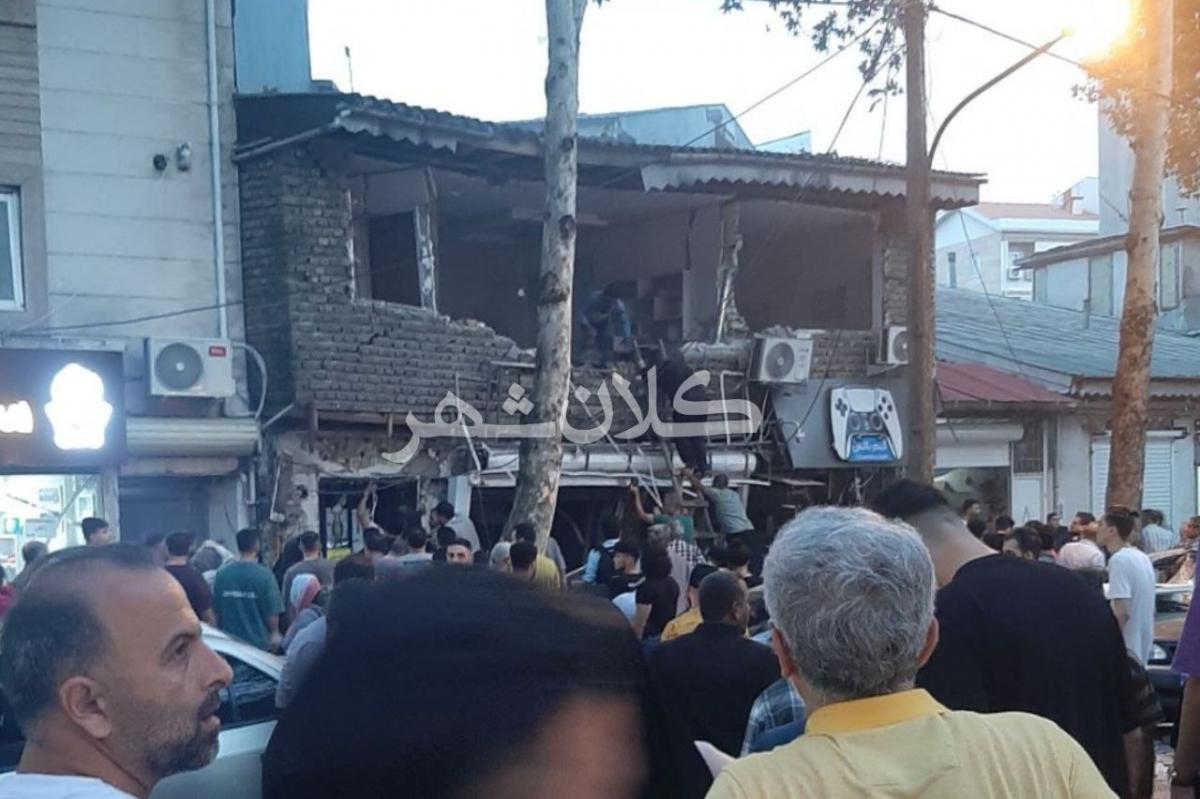 فیلم و عکس: انفجار شدید گاز در خیابان باهنر رشت با چند مصدوم