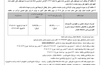 آگهی تجدید مناقصه عمومی دانشگاه گیلان
